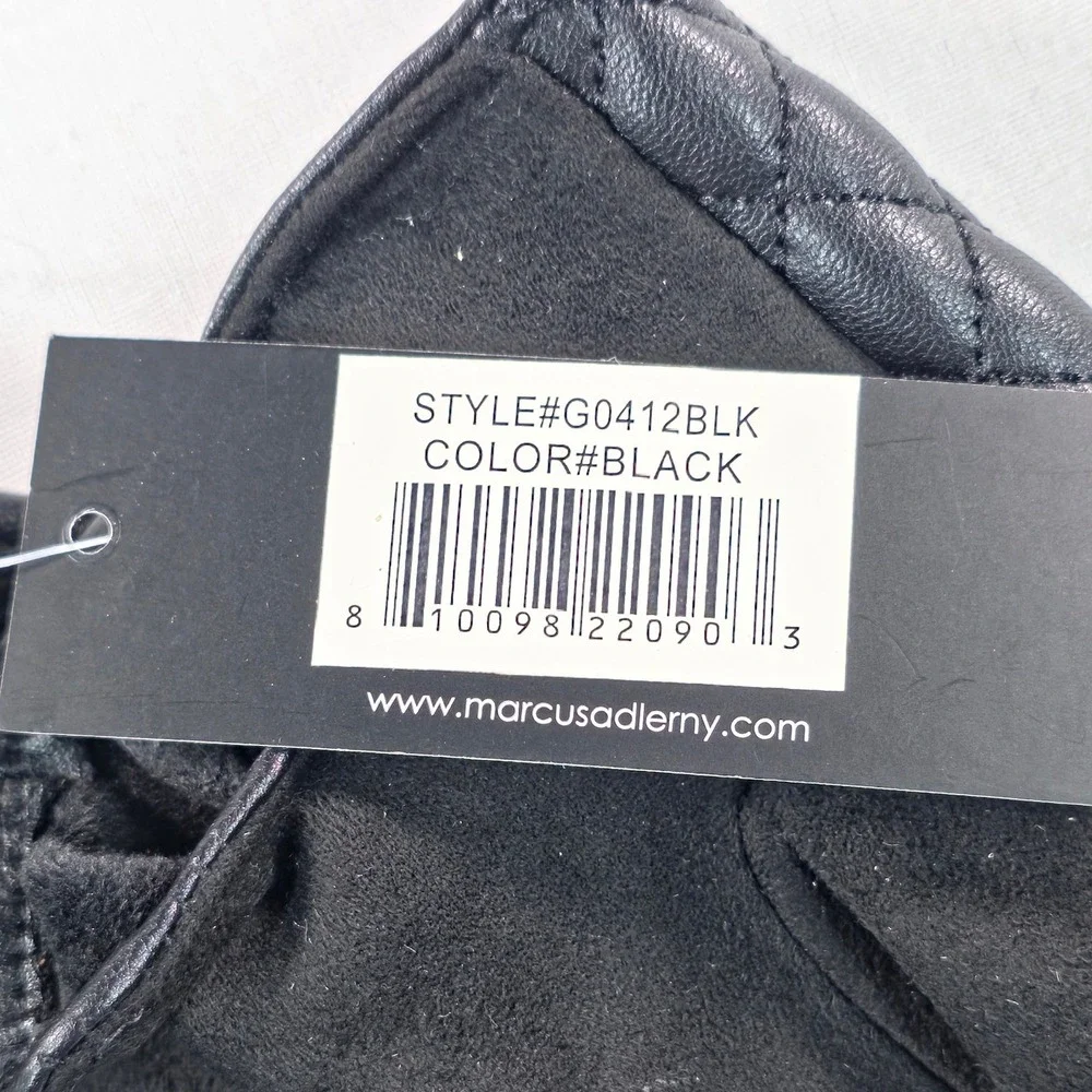 Marcus Adler Women Gloves One Size Black Quilted Faux Leather Touchscreen NWT